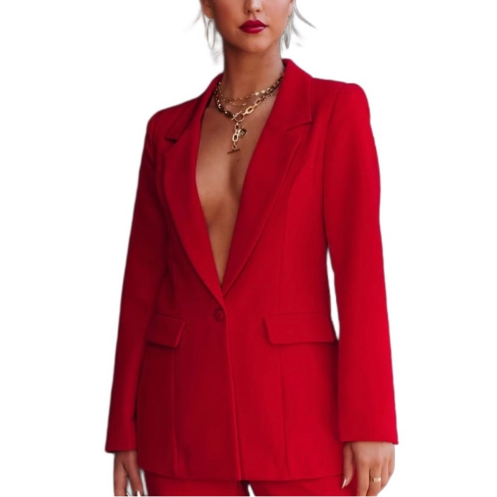 Runway Pocketed Blazer Red from Vici